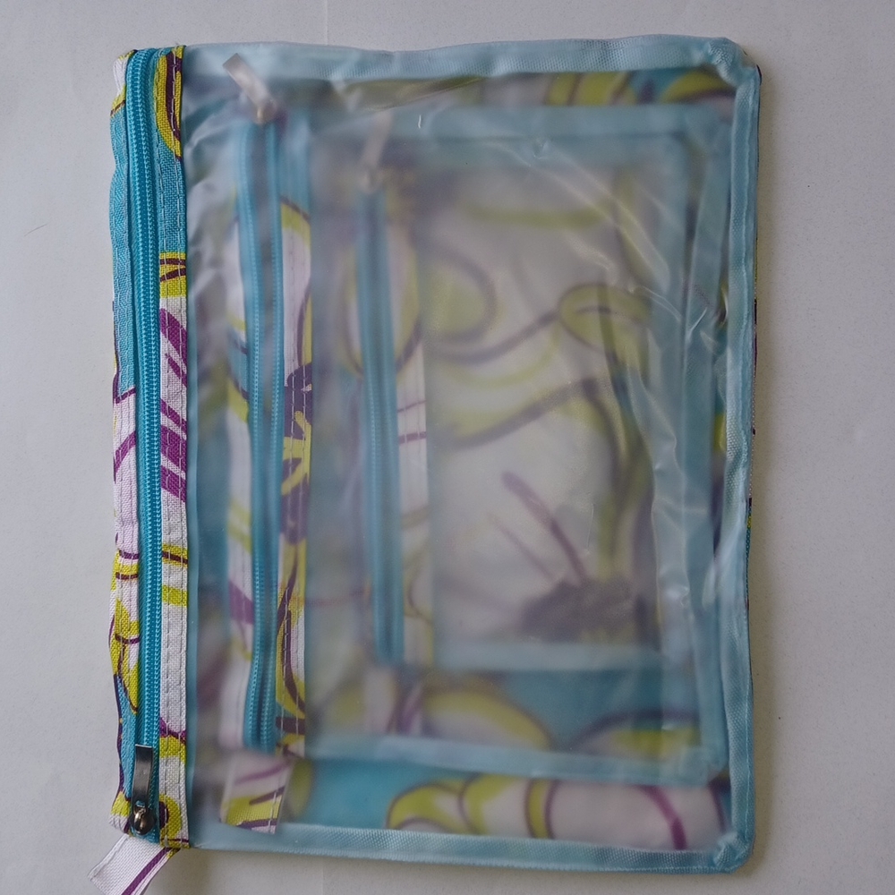 Clear Window zippered travel bag toiletry bag set of 3 zippered pouches Copy-4